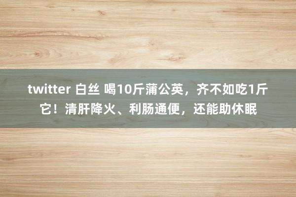 twitter 白丝 喝10斤蒲公英，齐不如吃1斤它！清肝降火、利肠通便，还能助休眠