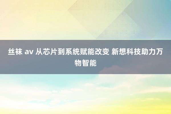 丝袜 av 从芯片到系统赋能改变 新想科技助力万物智能