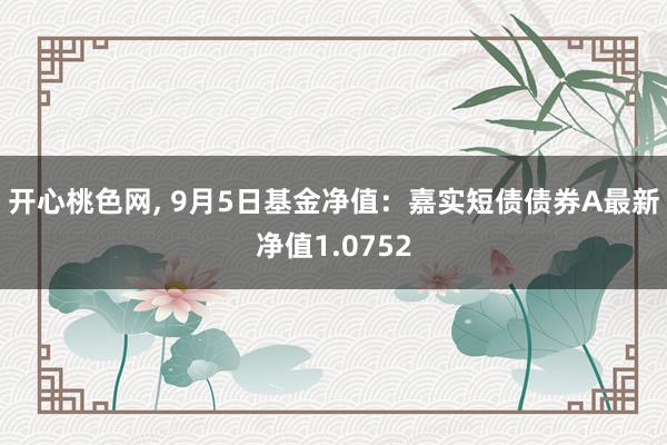 开心桃色网， 9月5日基金净值：嘉实短债债券A最新净值1.0752