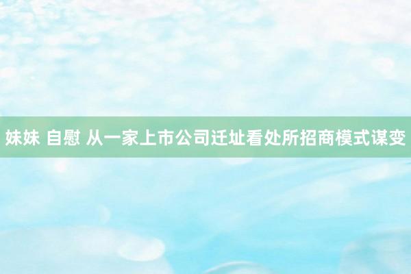 妹妹 自慰 从一家上市公司迁址看处所招商模式谋变