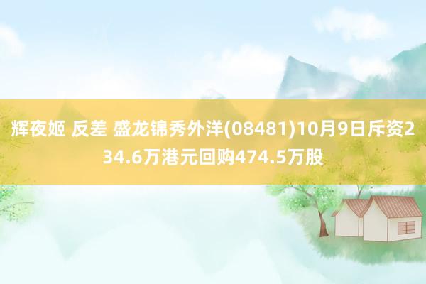 辉夜姬 反差 盛龙锦秀外洋(08481)10月9日斥资234.6万港元回购474.5万股