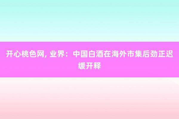 开心桃色网， 业界：中国白酒在海外市集后劲正迟缓开释