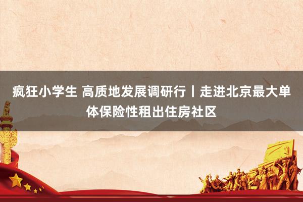 疯狂小学生 高质地发展调研行丨走进北京最大单体保险性租出住房社区