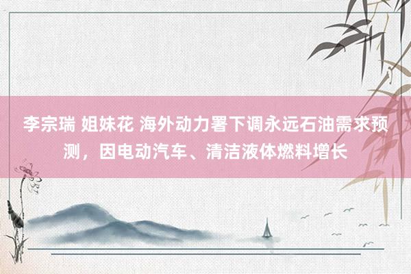 李宗瑞 姐妹花 海外动力署下调永远石油需求预测，因电动汽车、清洁液体燃料增长