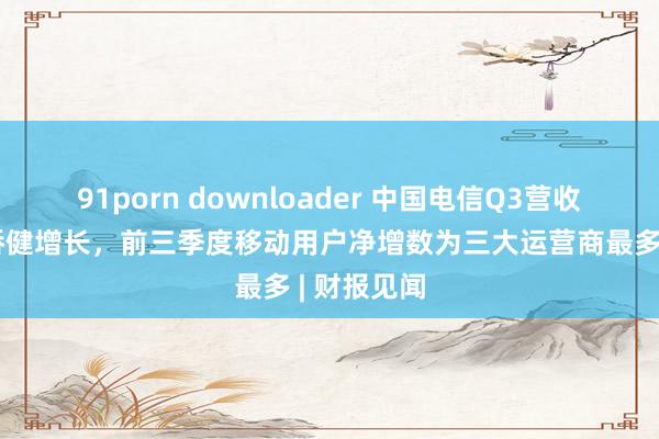 91porn downloader 中国电信Q3营收、净利润矫健增长，前三季度移动用户净增数为三大运营商最多 | 财报见闻