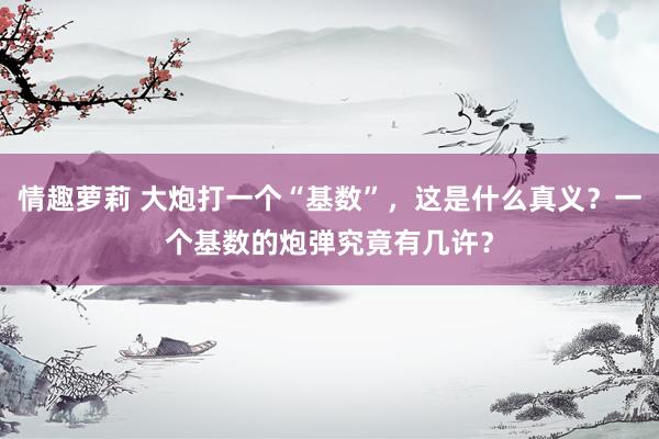 情趣萝莉 大炮打一个“基数”，这是什么真义？一个基数的炮弹究竟有几许？