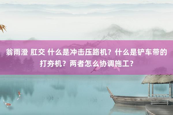 翁雨澄 肛交 什么是冲击压路机？什么是铲车带的打夯机？两者怎么协调施工？