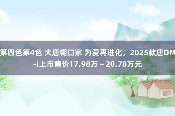 第四色第4色 大唐糊口家 为爱再进化，2025款唐DM-i上市售价17.98万～20.78万元