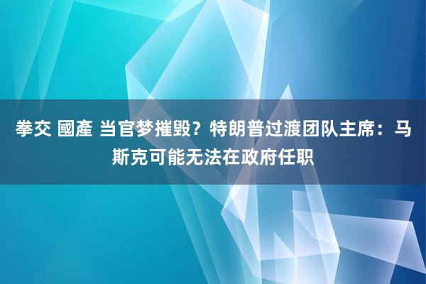 拳交 國產 当官梦摧毁？特朗普过渡团队主席：马斯克可能无法在政府任职