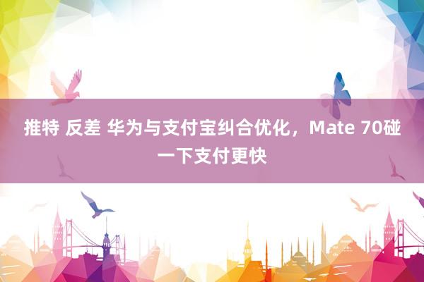 推特 反差 华为与支付宝纠合优化，Mate 70碰一下支付更快