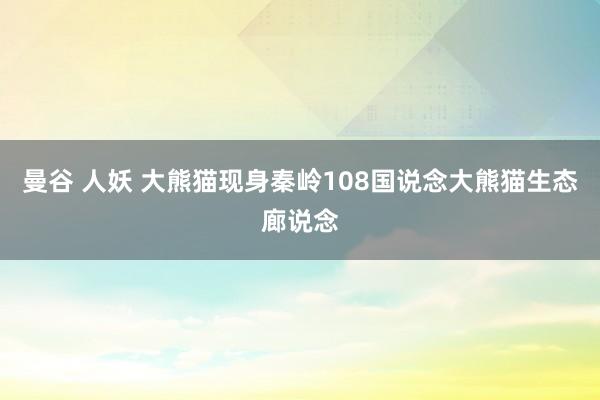 曼谷 人妖 大熊猫现身秦岭108国说念大熊猫生态廊说念