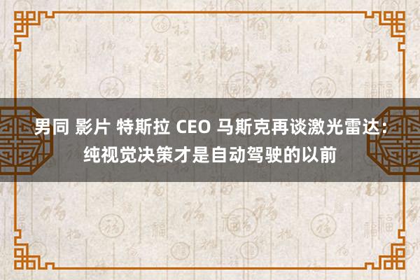 男同 影片 特斯拉 CEO 马斯克再谈激光雷达：纯视觉决策才是自动驾驶的以前