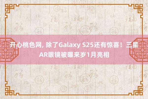 开心桃色网， 除了Galaxy S25还有惊喜！三星AR眼镜被曝来岁1月亮相