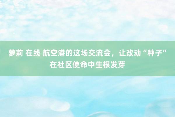 萝莉 在线 航空港的这场交流会，让改动“种子”在社区使命中生根发芽