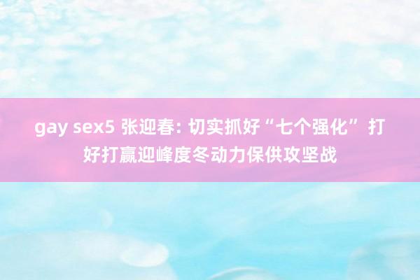 gay sex5 张迎春: 切实抓好“七个强化” 打好打赢迎峰度冬动力保供攻坚战