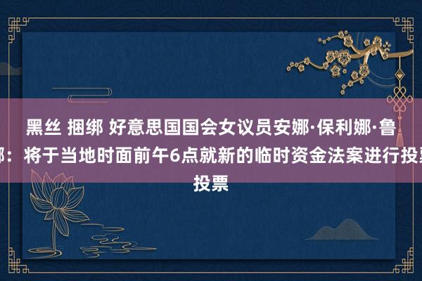 黑丝 捆绑 好意思国国会女议员安娜·保利娜·鲁娜：将于当地时面前午6点就新的临时资金法案进行投票