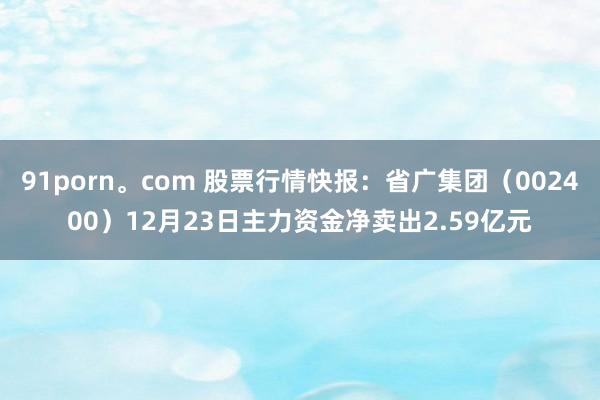 91porn。com 股票行情快报：省广集团（002400）12月23日主力资金净卖出2.59亿元