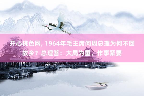 开心桃色网， 1964年毛主席问周总理为何不回故乡？总理答：大局为重，作事紧要