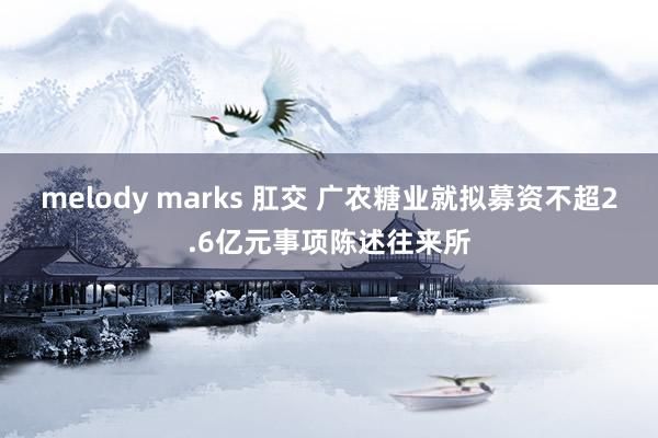 melody marks 肛交 广农糖业就拟募资不超2.6亿元事项陈述往来所