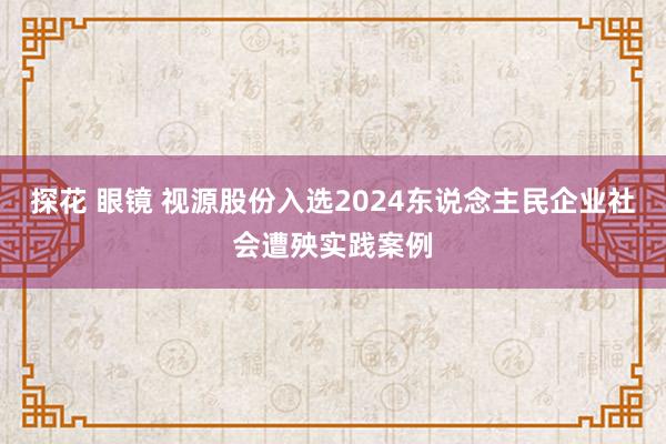 探花 眼镜 视源股份入选2024东说念主民企业社会遭殃实践案例