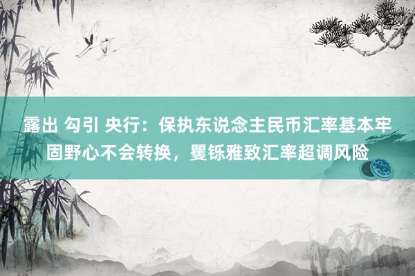 露出 勾引 央行：保执东说念主民币汇率基本牢固野心不会转换，矍铄雅致汇率超调风险